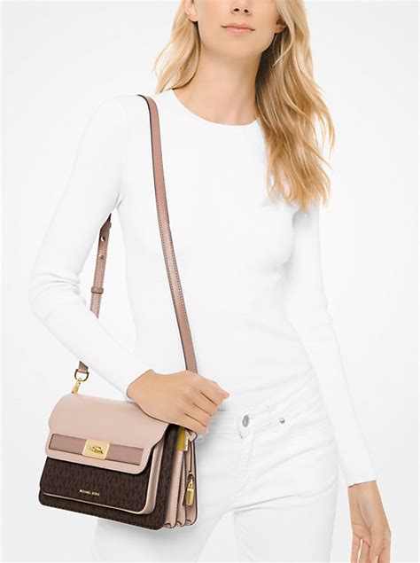 michael kors tatiana large satchel|Tatiana Large Logo and Leather Shoulder Bag .